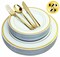 125 PC Heavy Duty Disposable Gold Plastic Plates & Silverware for Party